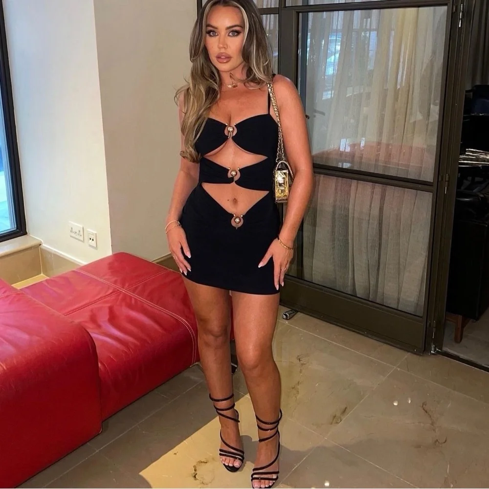 Black Pierced Orbit Mini Dress - Picture 4 of 6